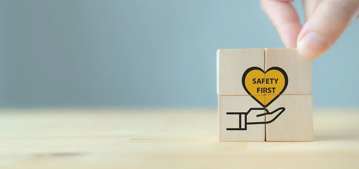 Safety first written on blocks