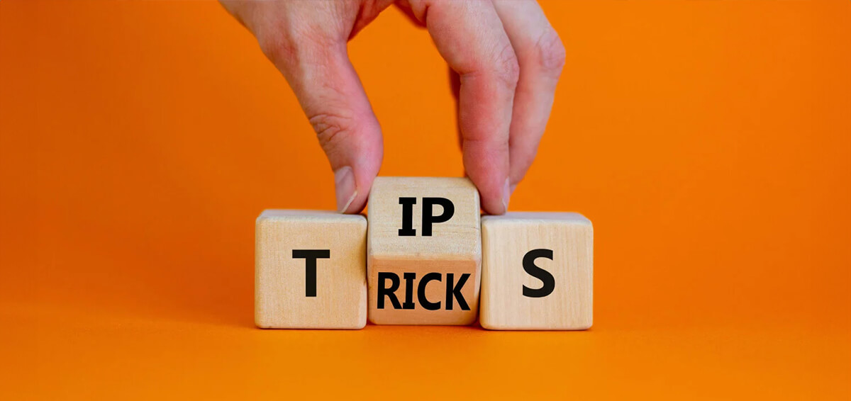 blocks spelling out "Tips and tricks"