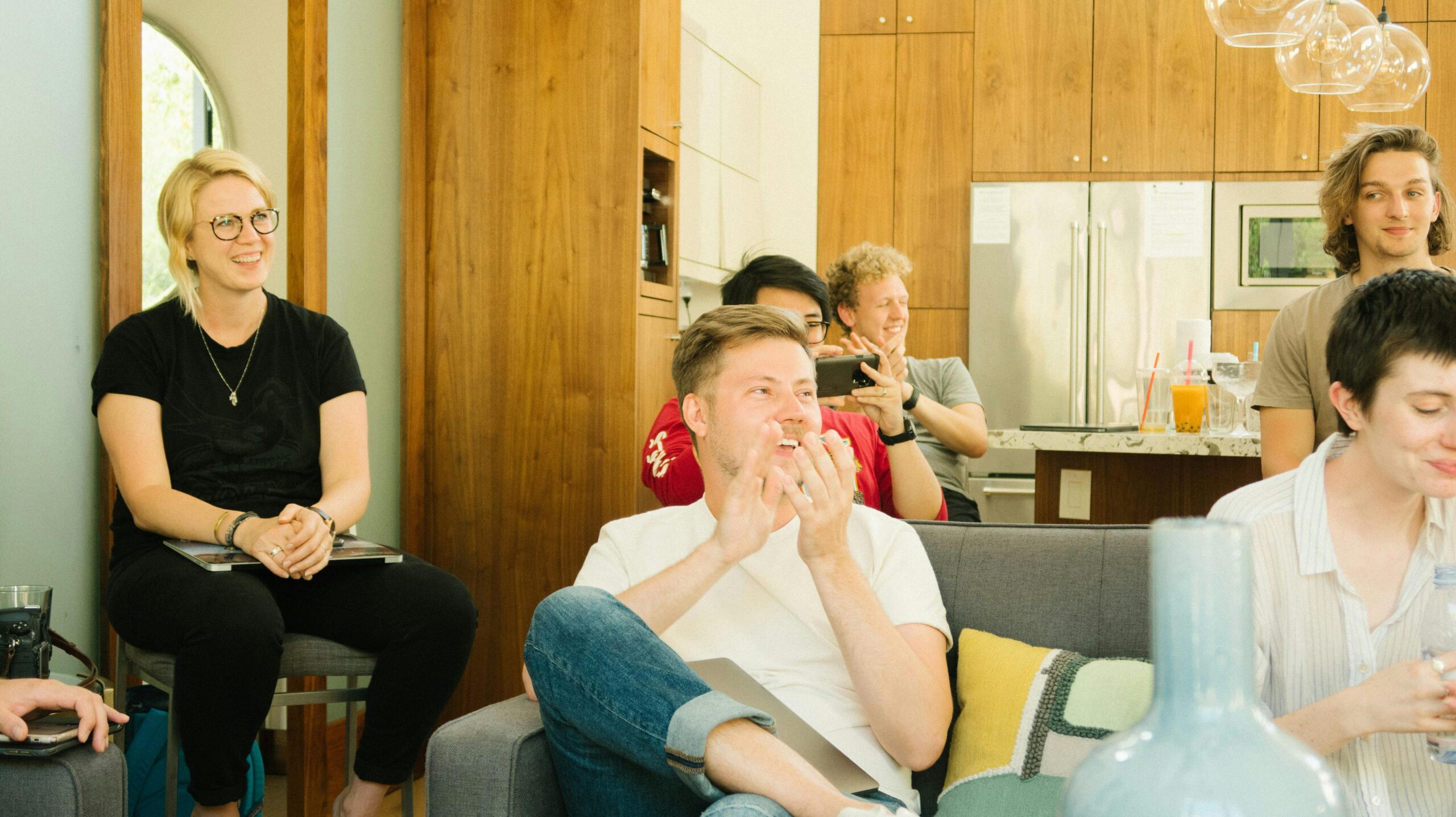 Group of people watching something together