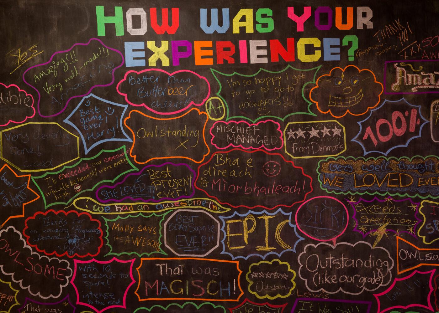 A board covered in positive reviews