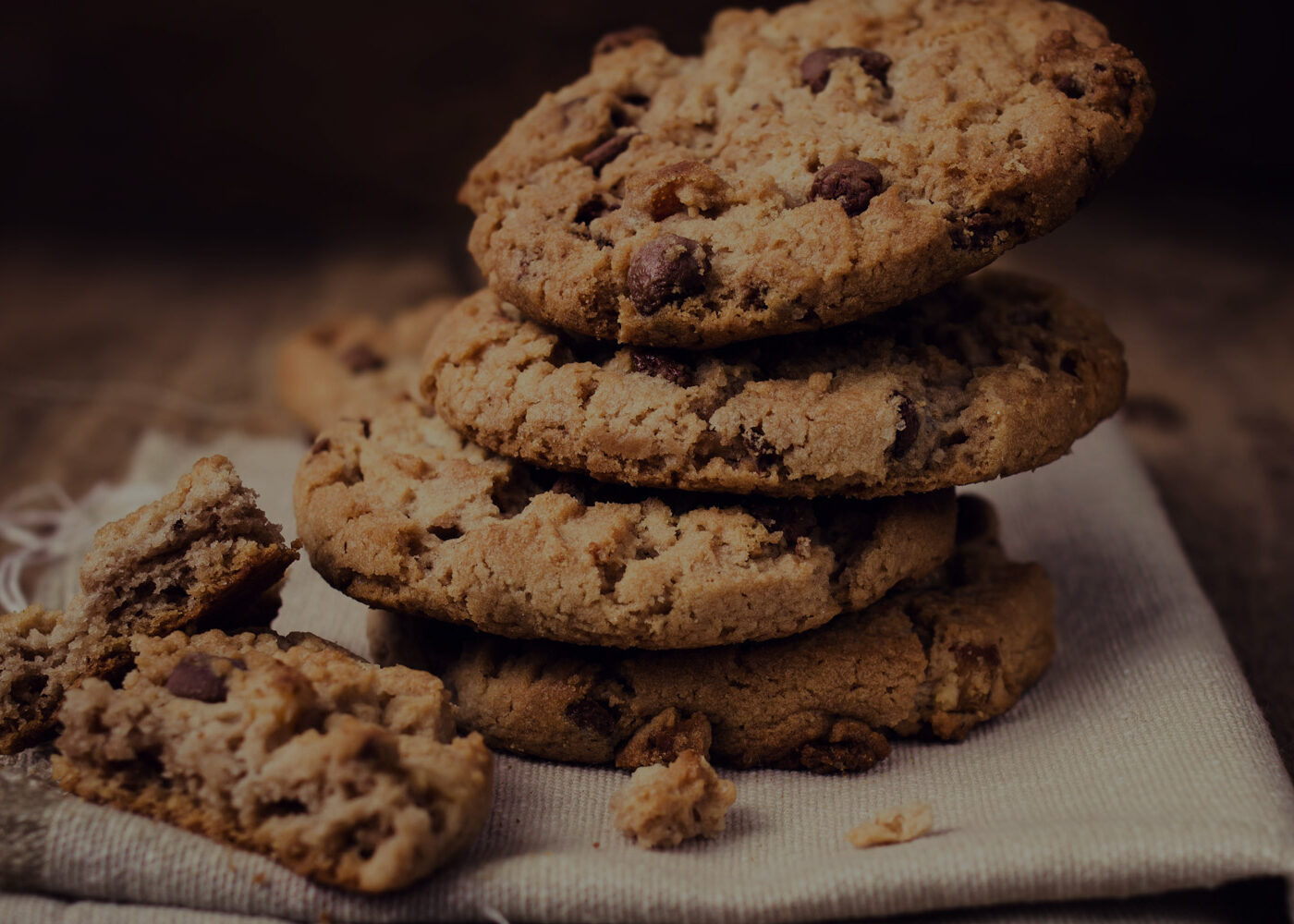 image of a stack of chocolate chip cookies